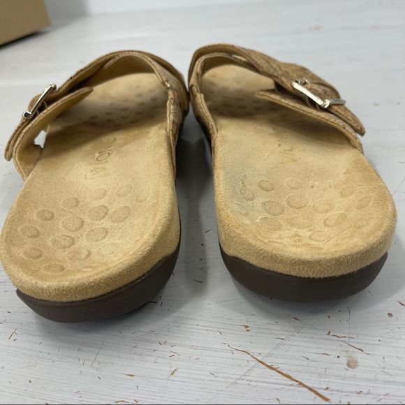 VIONIC Dorie Slide Sandals Gold Cork Buckle Women's 10 - Picture 8 of 12